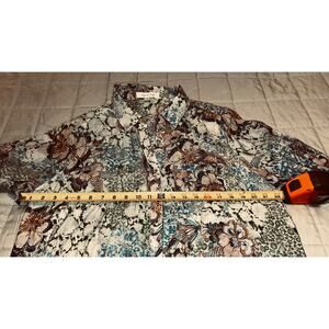 Eden & Olivia sheer floral paisley button front blouse blue boho long sleeve 1X